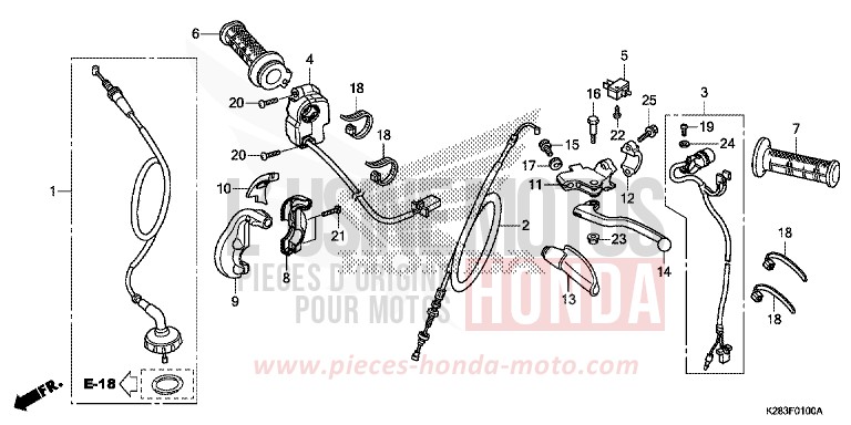 LEVIER DE GUIDON/COMMUTATEUR/CABLE (CRF125F/FB E/H/J) de CRF125F "Petites Roues" EXTREME RED (R292) 2014